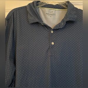 Men’s J.Crew Performance Polo Athletic Shirt Navy Dot Golf Sz XL Preppy Sport